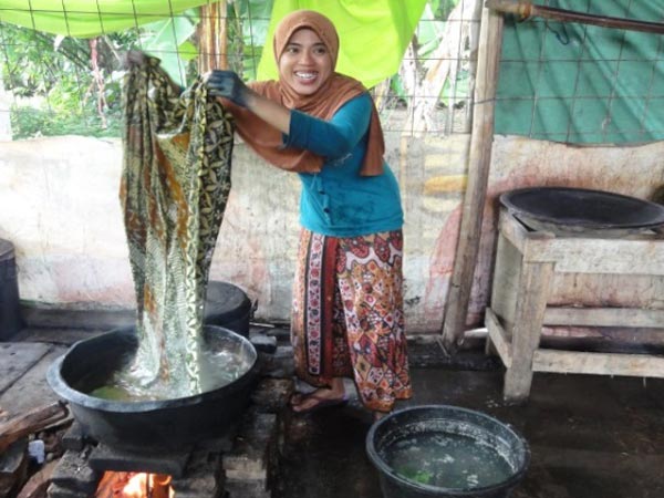 Traditional batik production workshop in West Java, Indonesia